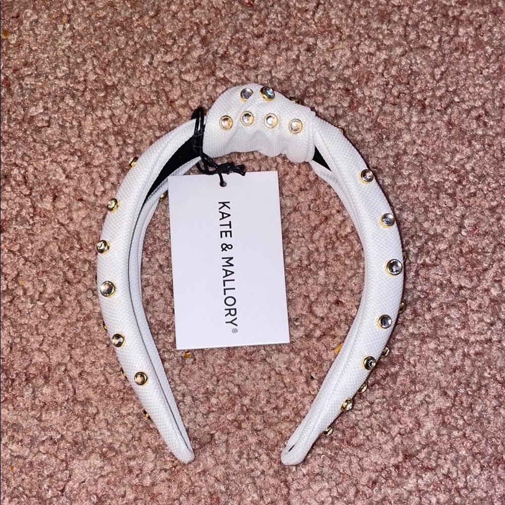 Kate & Mallory White Headband with Gold Studs